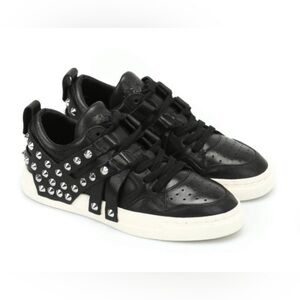 Studded Black Leather Sneakers - Women